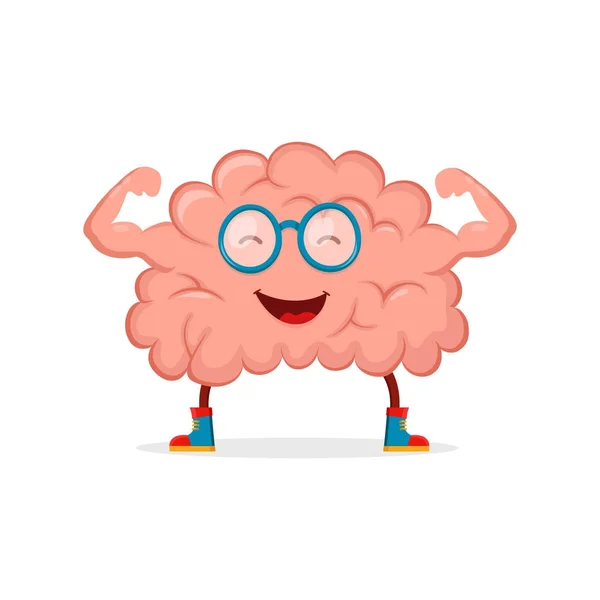 Starkes glückliches gesundes Gehirn Charakter. — Stockvektor
