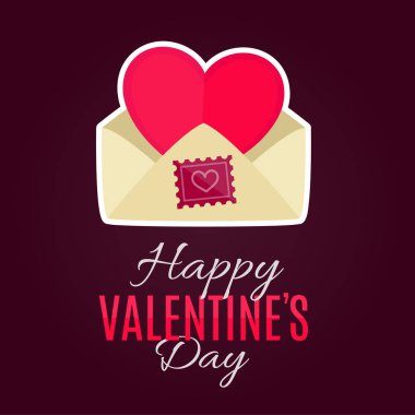 Zarf ile kalp card.for Sevgililer günü. 