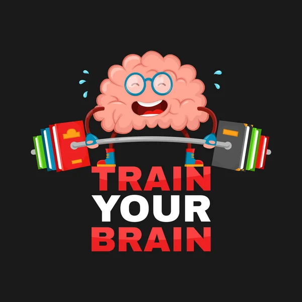 Entrena tu cerebro. vector cerebral dibujos animados plana — Vector de stock