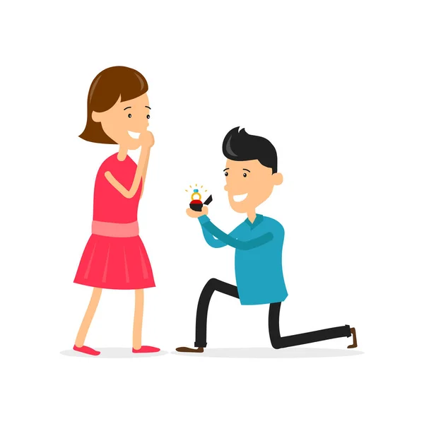 Adam kız arkadaşına evlenme teklifi yapar — Stok Vektör