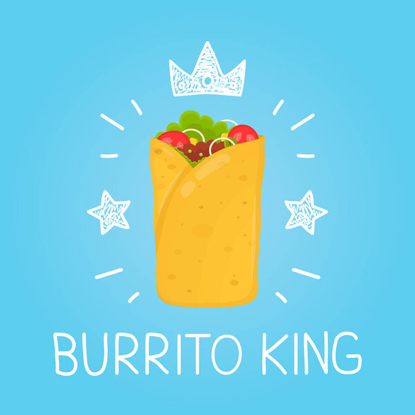 King burrito. vector cartoon flat and doodle