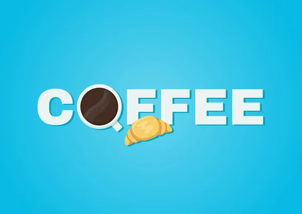 Concepto de café. taza de café y croissant. vector — Vector de stock