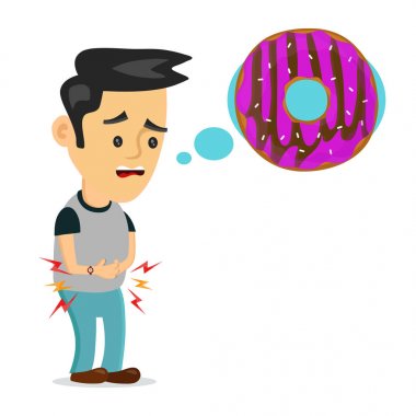 Üzgün bir adam acı genç acıkmış. düşünüyor 