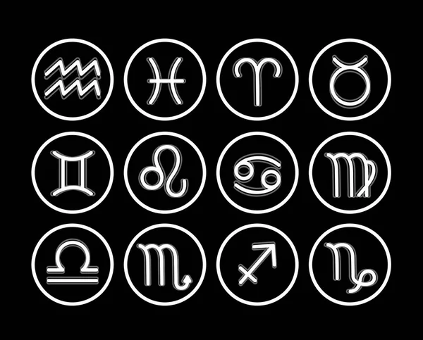 Collection d'icônes du zodiaque. Jeu de symboles sacrés . — Image vectorielle