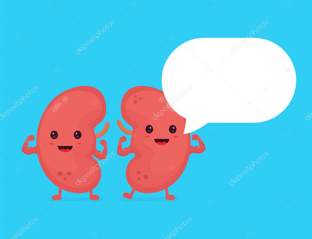Strong healthy happy kidneys character 
