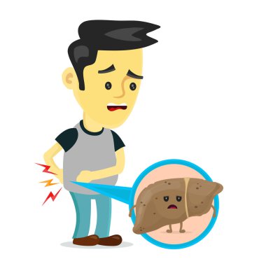 Sağlıksız karaciğer hasta genç adamla üzücü 