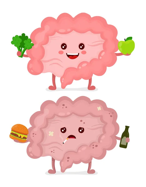 Üzgün sağlıksız hasta bağırsak vektör