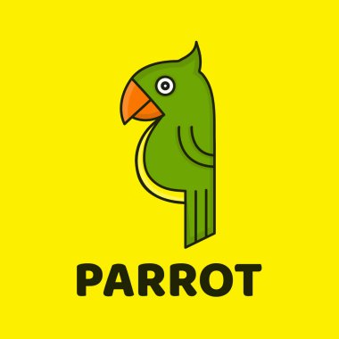 Komik sevimli papağan. Vektör modern tarzı düz 