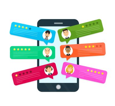 Derecelendirme kabarcık konuşmalar gözden geçirin. Vektör 