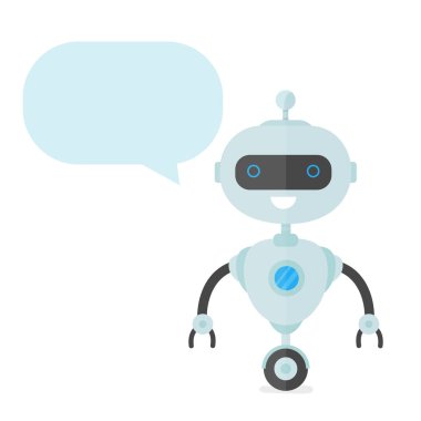 Şirin mutlu gülümseyen komik robot sohbet bot 
