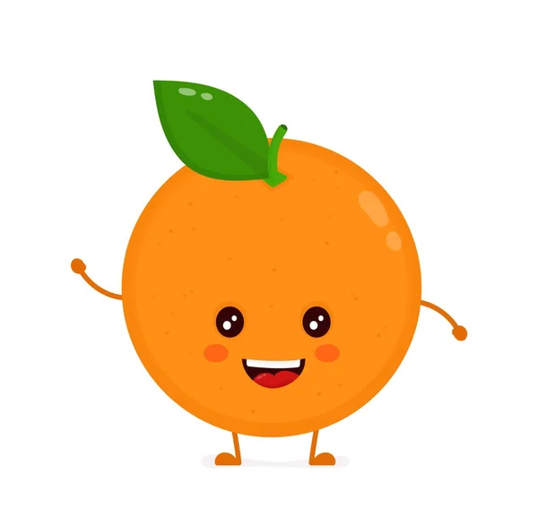 Bonito sorriso laranja feliz. Vector plano —  Vetores de Stock