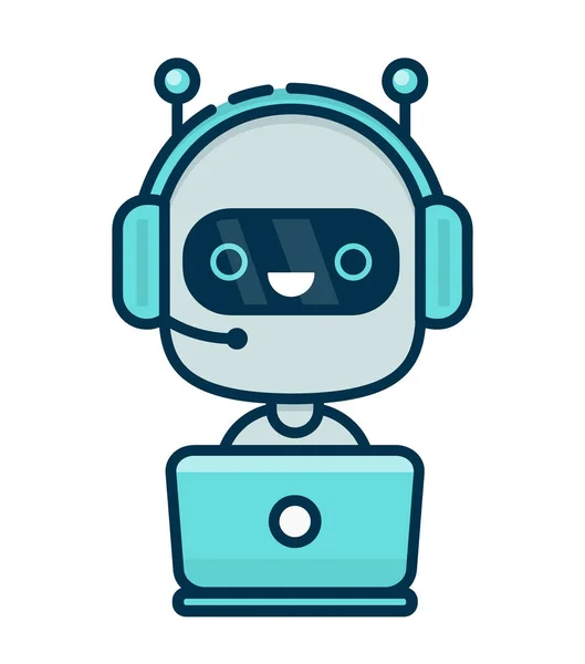 Çalışmayı Kulaklığımda sevimli gülümseyen sohbet bot