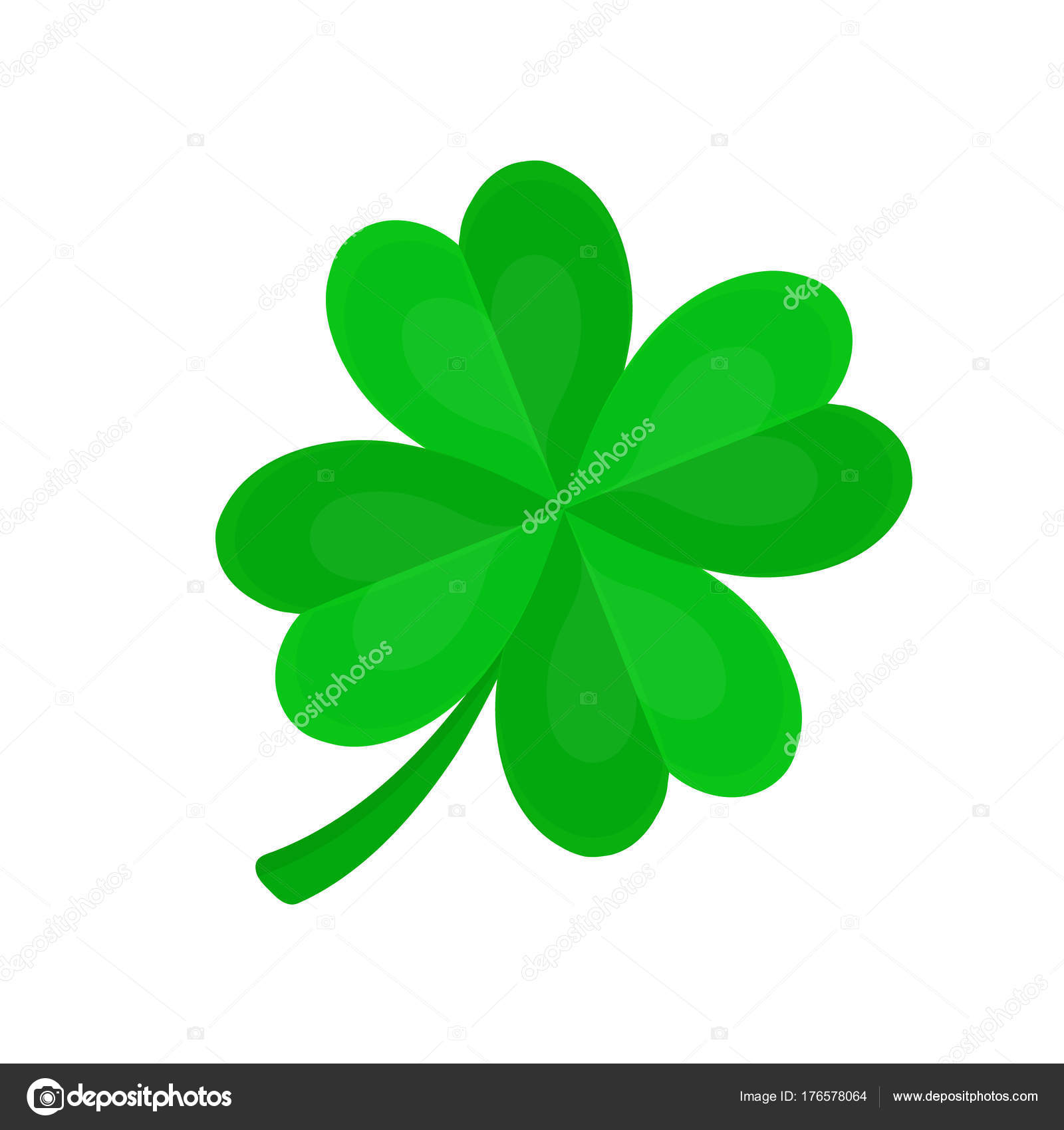 Tr¨fle   quatre feuilles pour la chance Conception de Vector plate bande dessinée illustration ic´ne Isolé sur backgroung blanc