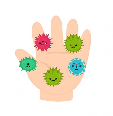 Şirin kızgın kötü kötü mikrop virüs sinek 