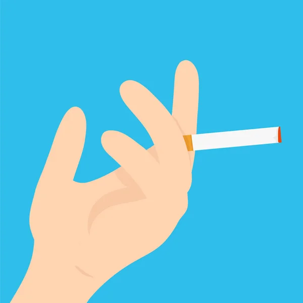 Mano con un cigarrillo. Vector moderno plano — Vector de stock