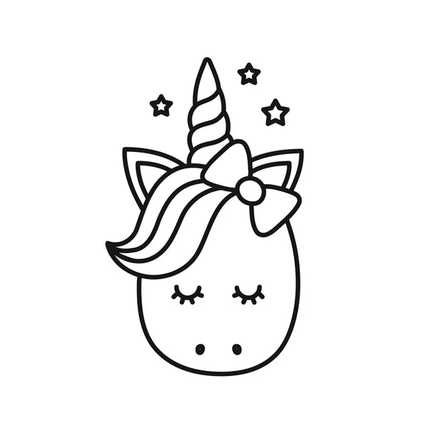 Unicorn yang lucu. Karakter kartun vektor - Stok Vektor