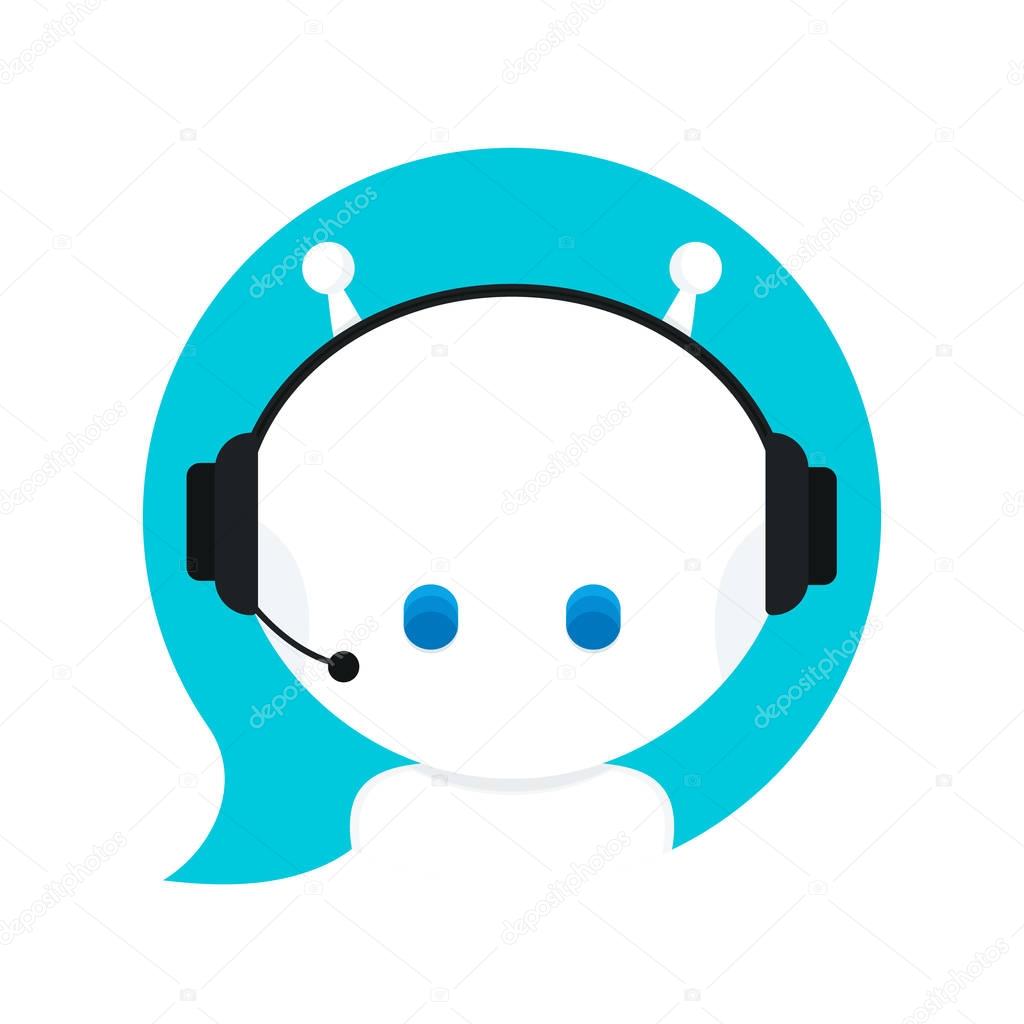 Cute smiling funny robot chat bot 