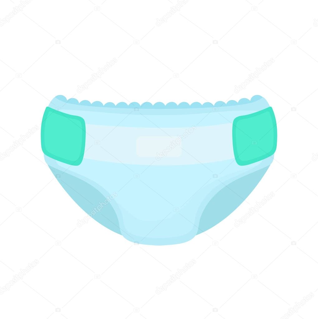 Baby diaper. Vector flat cartoon illustration icon design. Isolated on white backgroung. Diaper, nappy, kid, newborn, baby, children concept