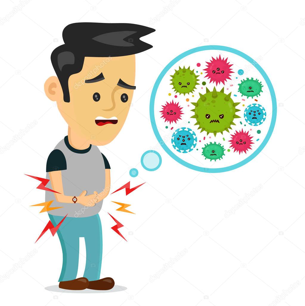 Joven enfermo con dolor de estómago, comida 2022