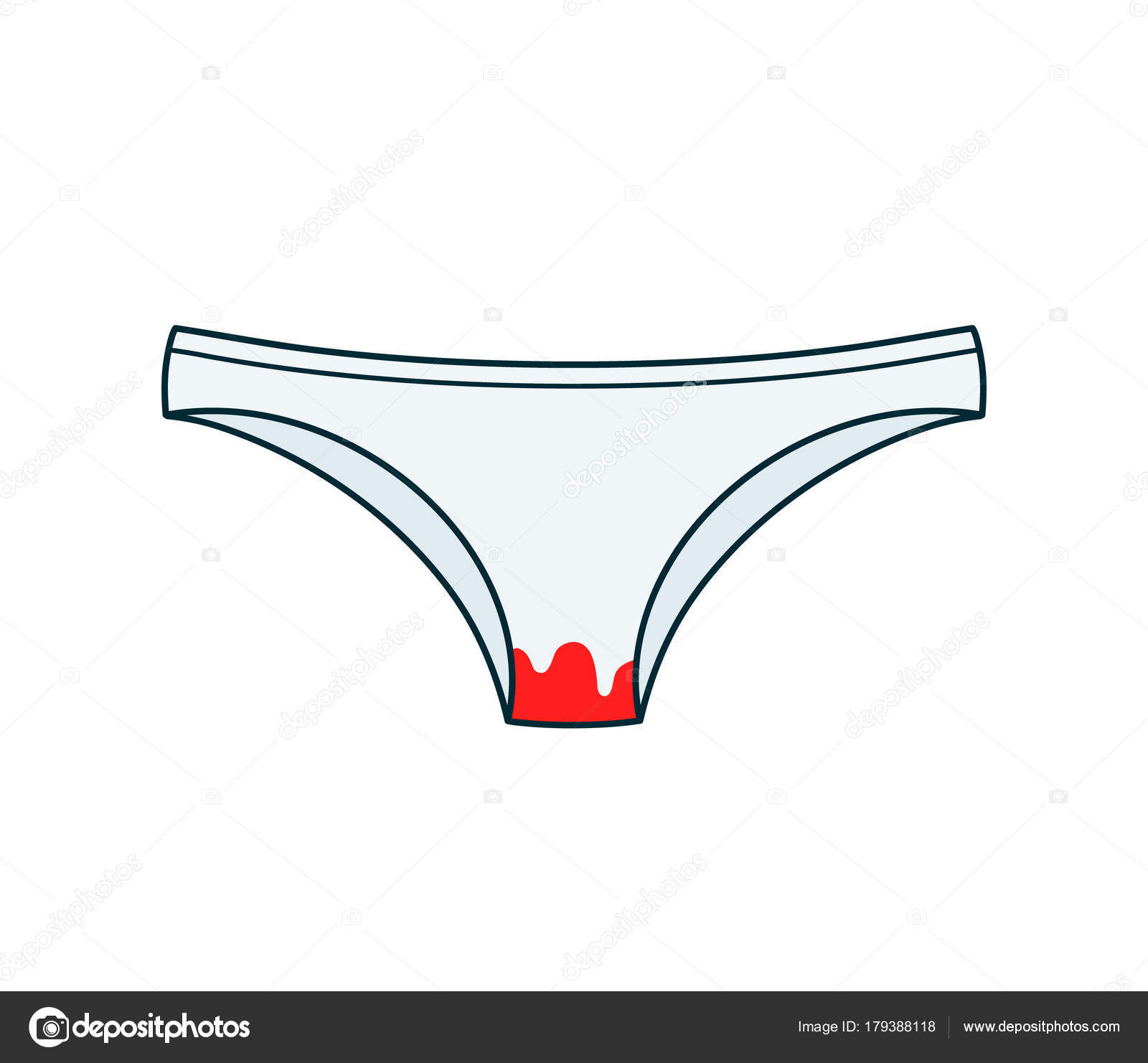 Blood stain on panties. Vector flat cartoon Stock Vector by