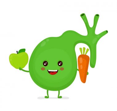 Strong healthy happy gallbladder with apple  clipart