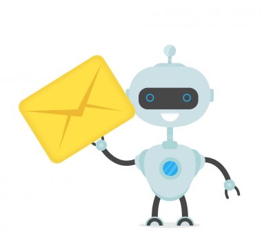 Şirin mutlu gülümseyen komik robot sohbet bot 