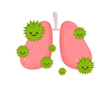 Sick unhealthy lungs with disease angry  clipart