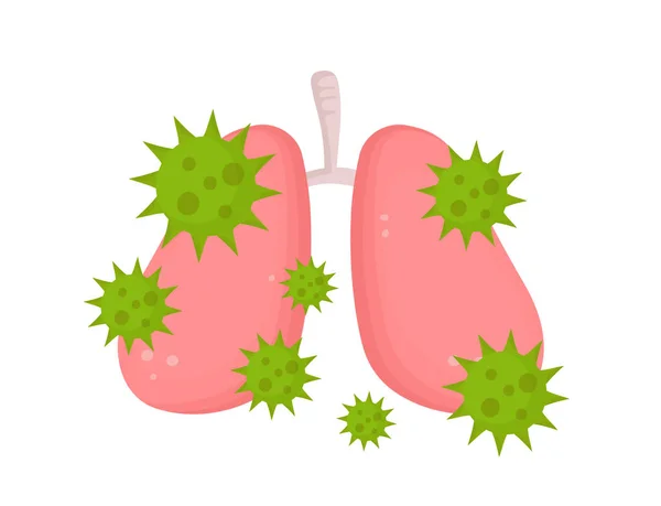 Pulmones enfermos y poco saludables con enfermedad — Vector de stock