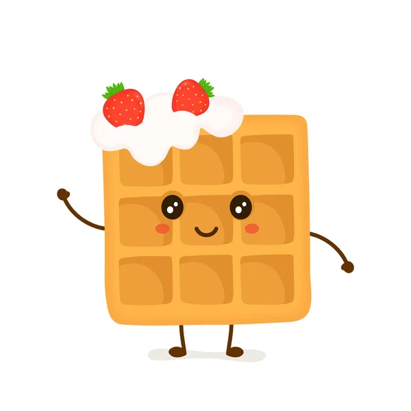 Cute smiling funny viennese waffle — Stock Vector