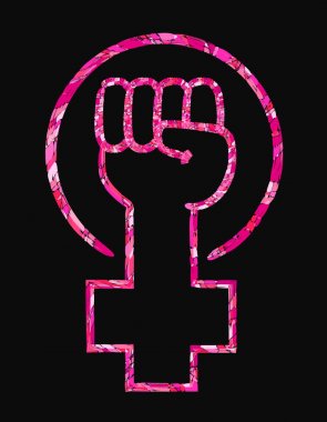 Feminist sloganı kız gücü. Vektör 