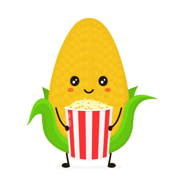 Vicces boldog aranyos mosolygós kukoricacsutka őrlemény — Stock Vector