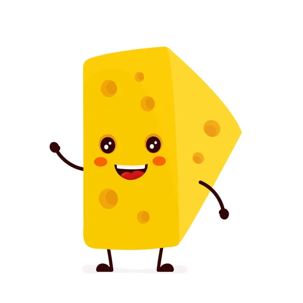 Divertido feliz lindo queso sonriente. Vector — Archivo Imágenes Vectoriales