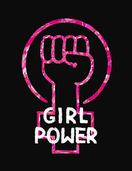 Slogan feminis kekuatan gadis. Vektor - Stok Vektor