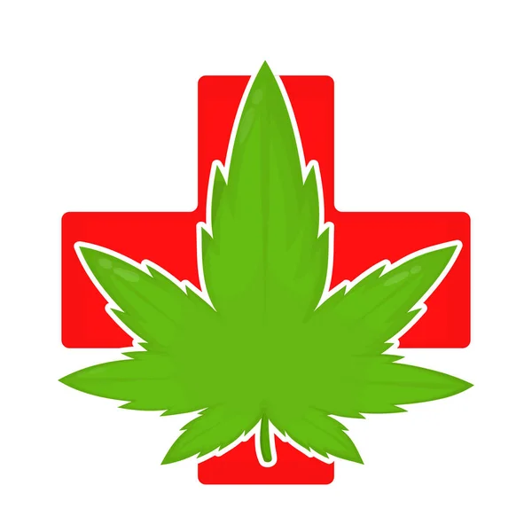 Marihuana hierba hoja verde en la farmacia — Vector de stock