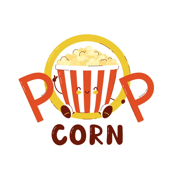 Niedlich glücklich Popcorn Eimer Logo. — Stockvektor