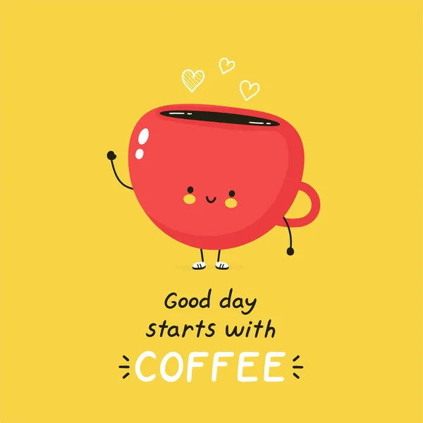 Mignon caractère tasse de café heureux. — Image vectorielle