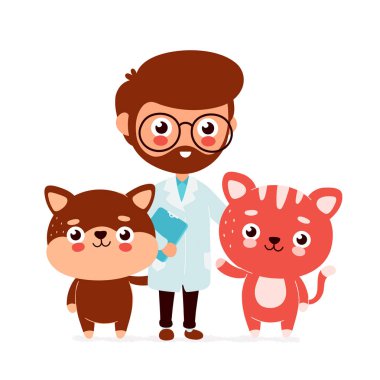 Sevimli gülümseyen mutlu veteriner doktor.