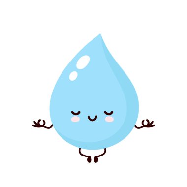 Cute smiling happy water drop meditate 