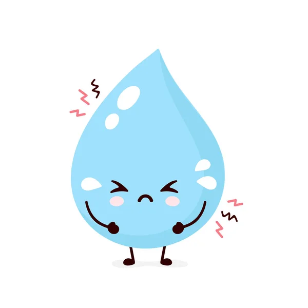 Leuke droevige waterdruppel. Vector platte cartoon — Stockvector