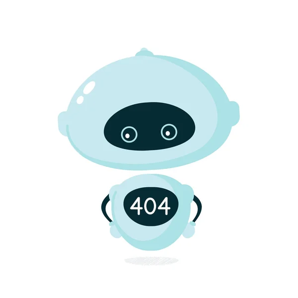 Cute smiling robot, bot with 404 error — Stock Vector