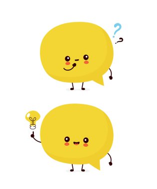 Cute happy speech bubble with question mar clipart