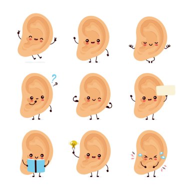 Sevimli gülümseyen mutlu insan kulaklığı 