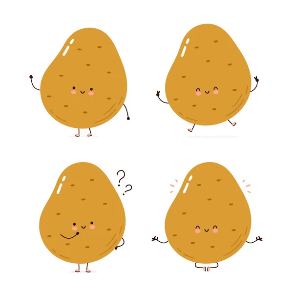 Cute happy potato character set collection — Stock Vector