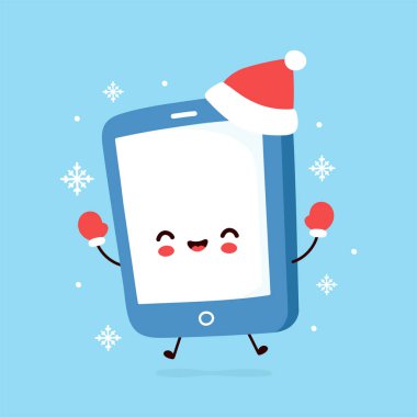 Şirin akıllı telefon, yılbaşı şapkalı cep telefonu.