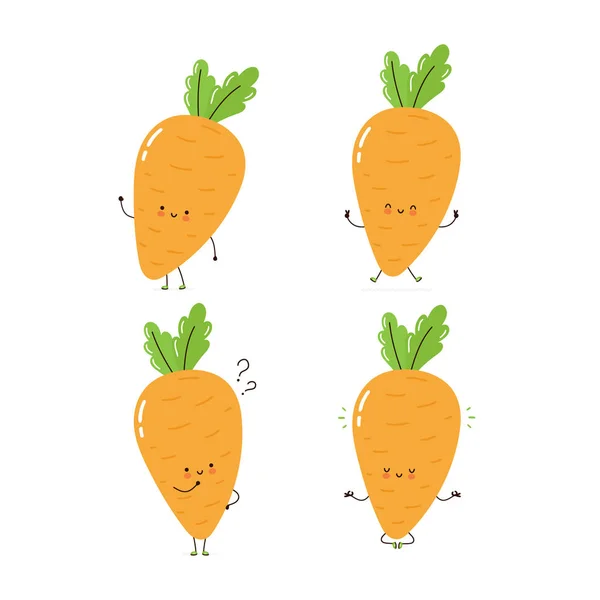 Koleksi set karakter wortel bahagia yang lucu - Stok Vektor