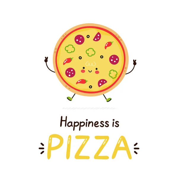 Cute szczęśliwy uśmiechnięty pizza.Vector — Wektor stockowy