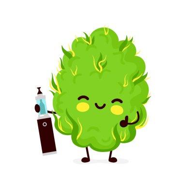 Sevimli komik gülümseyen mutlu marihuana esrar tomurcuk 
