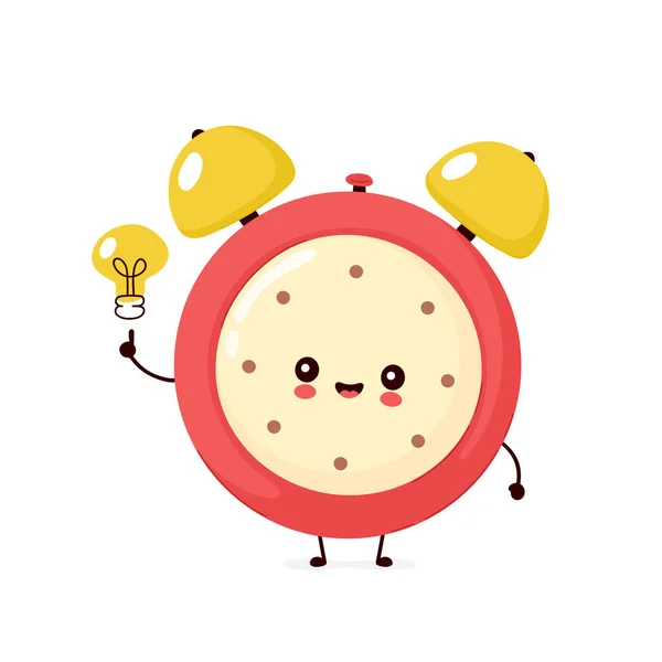 Cute smiling happy alarm time clock — 스톡 벡터