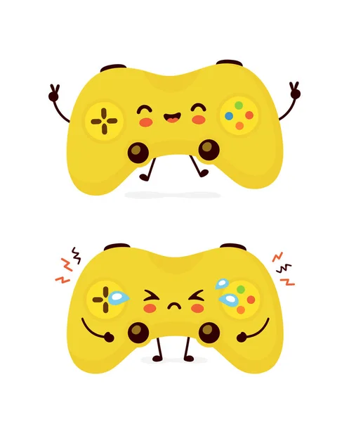 Söt leende glad och ledsen spel joystick — Stock vektor