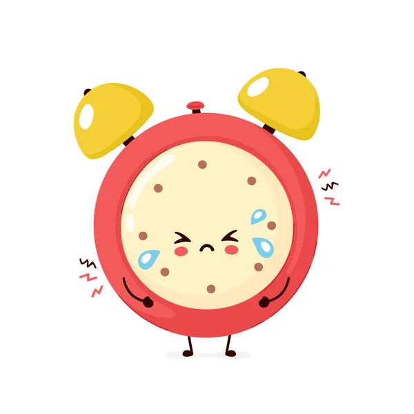 Cute sad cry alarm time clock. Vector — 스톡 벡터